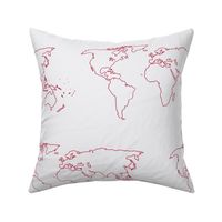 world map red on white