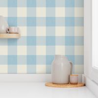 Gingham Check Plaid (3" squares) - French Blue & Antique White