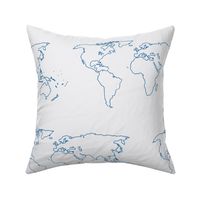 world map blue on white