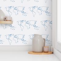 world map blue on white