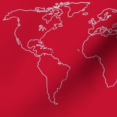 world map white on red