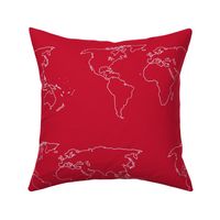 world map white on red