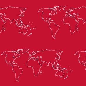 world map white on red