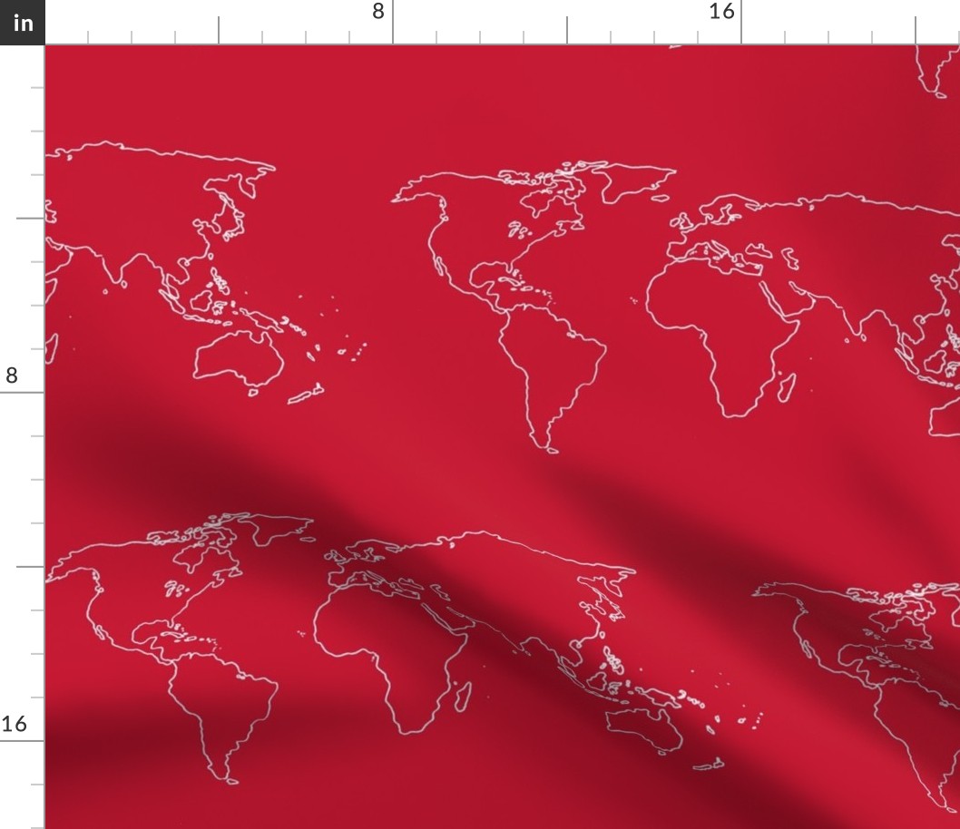 world map white on red