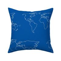 world map white on blue