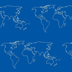 world map white on blue