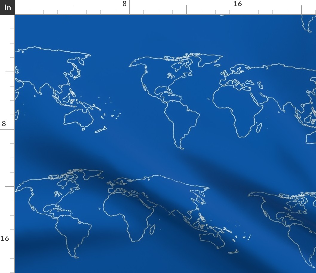 world map white on blue