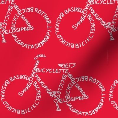 Bicycle Calligram White on Red