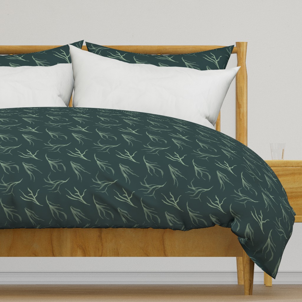 Refined Coastal Medium Kelp - Multidirectional - Dark Green Background