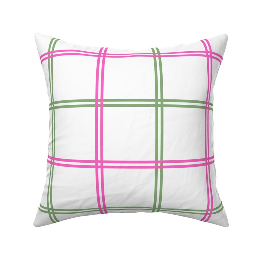 Preppy Farmhouse Pink And Green Lattice