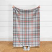 Big 4 Square Plaid Peach Dark Gray And White