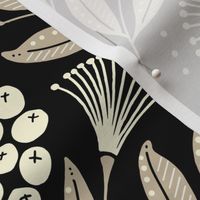 lilly pilly damask - black and white / gold