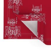 Robot Calligram White on Red