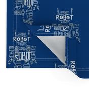 Robot Calligram White on Blue