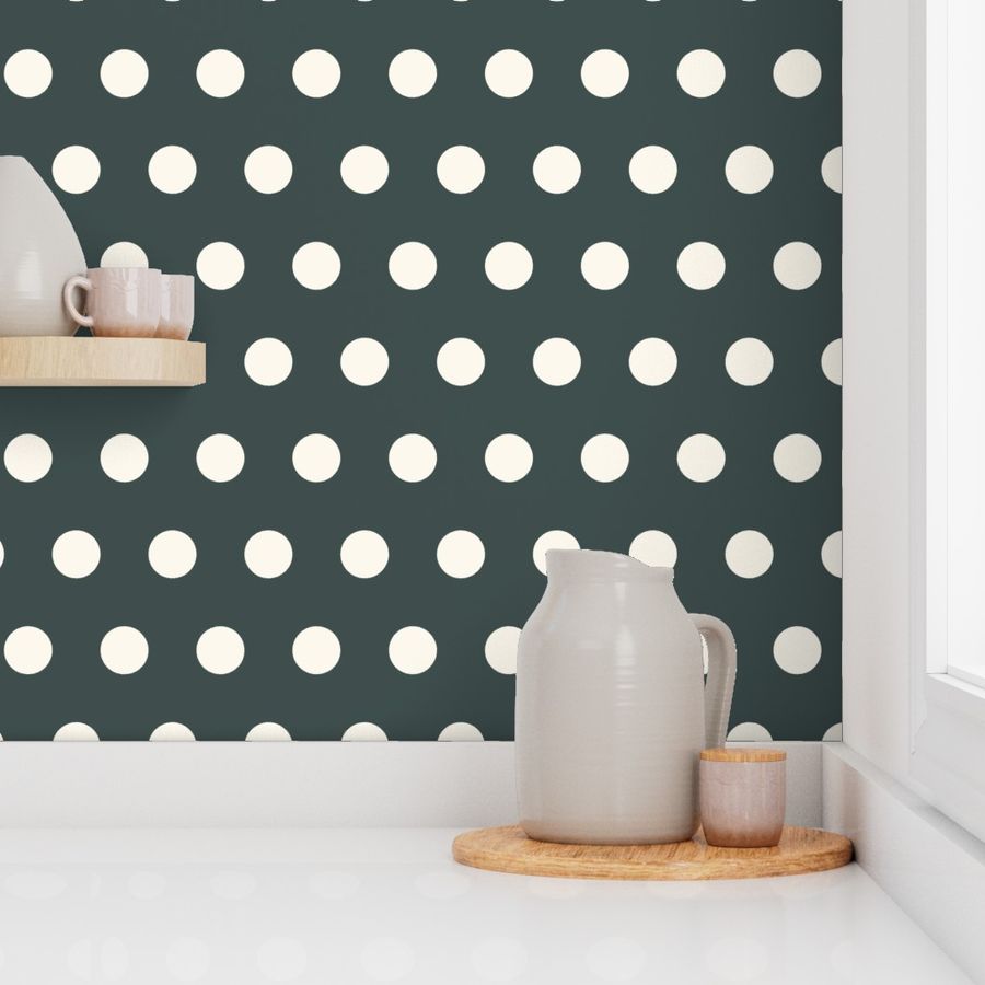 Lg Cream and Dark Teal Polka Dots Modern Farmhouse Spots Blender