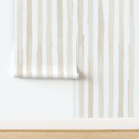 Jumbo Rough Painted Pin Stripes - Soft Subtle Khaki - Warm Neutral Organic