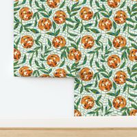 Orangery- Mosaic Oranges- Ivory Mint- Large Scale