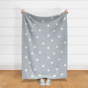 L - White Spots on Light denim blue - Scattered Minimalist Polka Dots