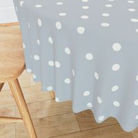 M - White Spots on Light denim blue - Scattered Minimalist Polka Dots