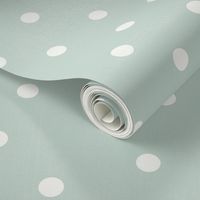 M - White Spots on Mint Green - Scattered Minimalist Polka Dots