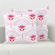 Art Deco Dandelion Scallop Fan Lilac Red White Medium