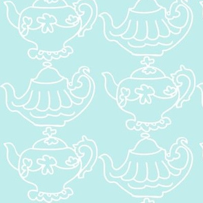 Teapots Flip (Lt. Aqua & white)