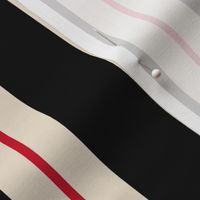 Black Ecru Cherry Red 1.5 Inch Wide Awning Stripe