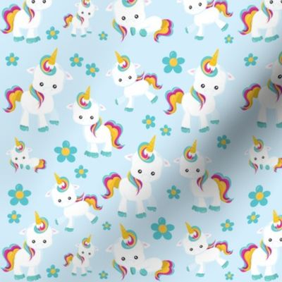 Pattern Of Unicorns - Cute Unicorns - Flowers - Small