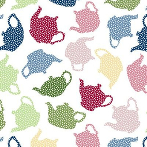 colourful polkadot teapots