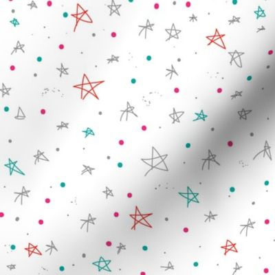 Bohemian Sky | Stars and Galaxies, Stars and Dots, Grey Red Green Pink