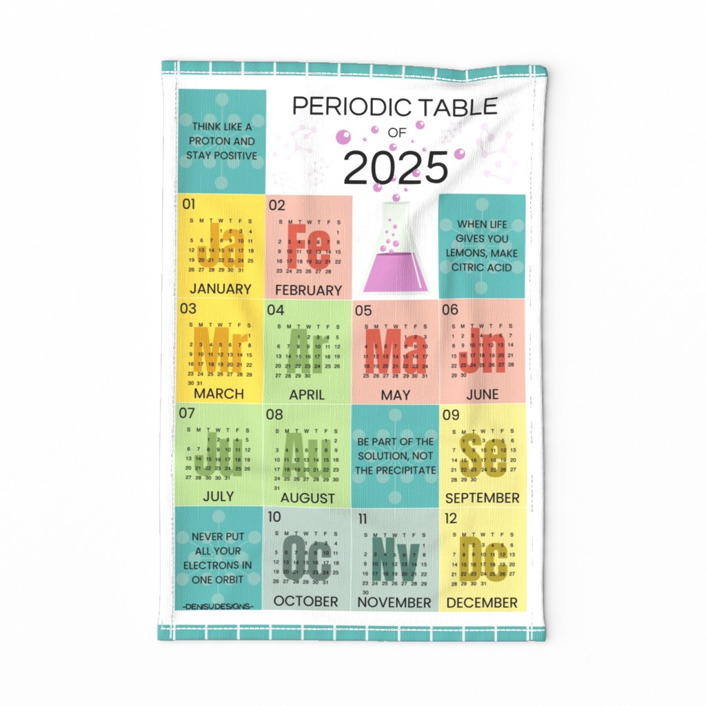 Periodic Table 2025 Calendar Tea Towel Spoonflower