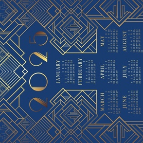 2025 Calendar - Art Deco blue