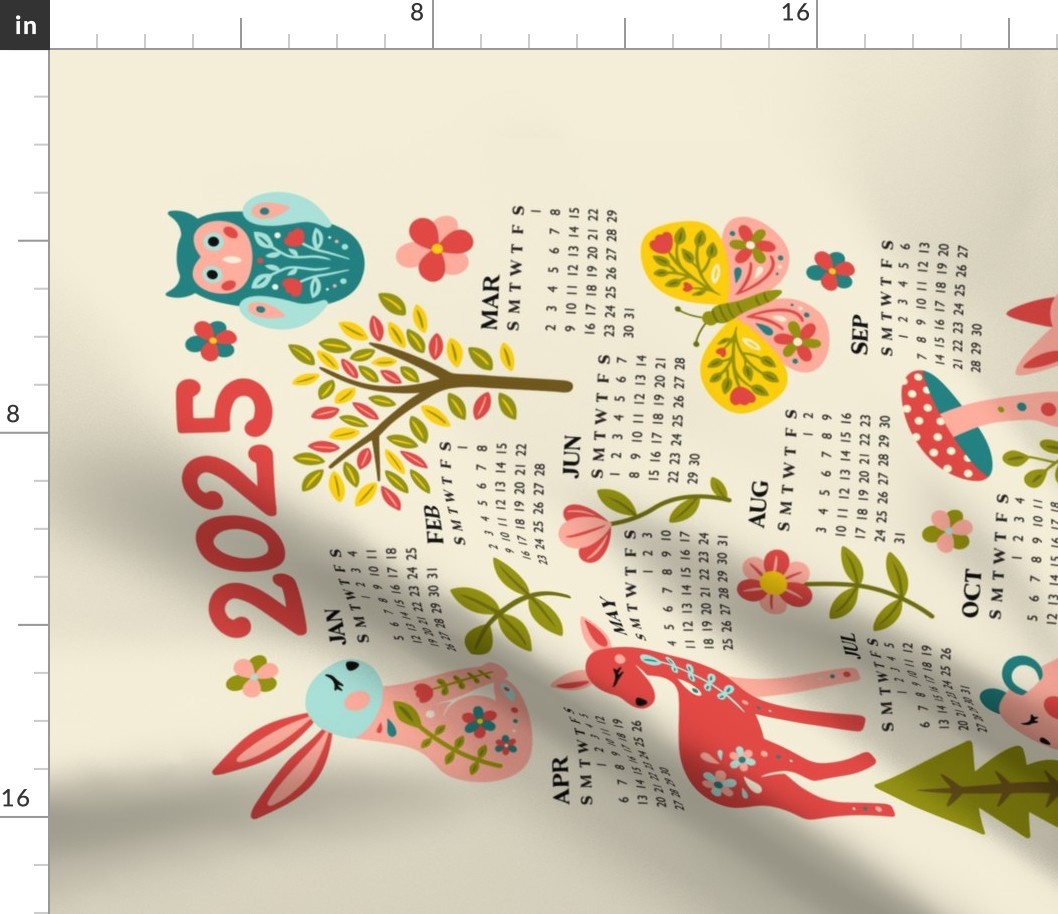 2025 Folk Art Woodland Calendar - Multicolour