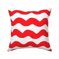 (l) Wavy Stripe Horizontal - Red And White - Poppy Red Organic Wave ocean