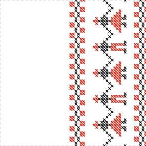 Romanian cross stitch people row white red black