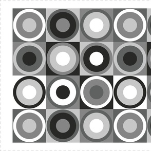 Retro circles black white Wall Hanging