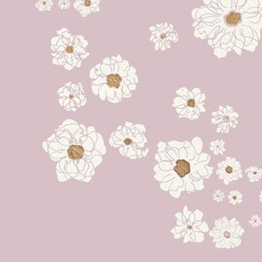 White/ Gold Tangled Flowers/ light dusty Pink