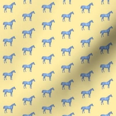 Little Blue Horse on yellow background