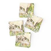 Golden Retrievers In The Grass fabric