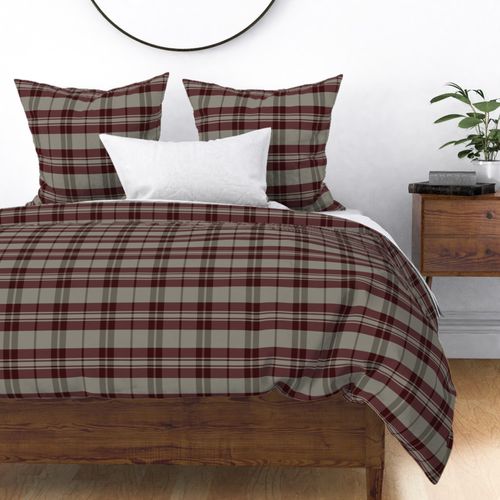 Winter Arable Plaid Pattern - Cranberry Red and Muted Beige (M) 6 Inch