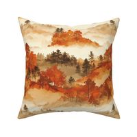 Serene Autumn Hills Landscape Orange Cozy Living Room Bedroom Small  Large