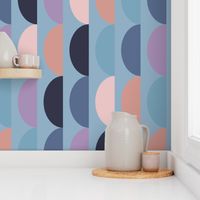 Colorful Geometric Art Deco Semi-Circles for Bedroom or Living Room Walls