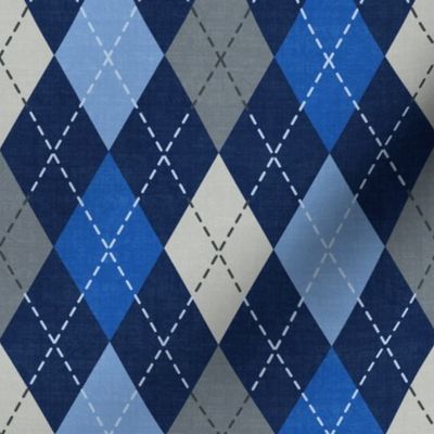 (M) Preppy Argyle in BYU Cougars School Colors -  Royal and Navy Blue