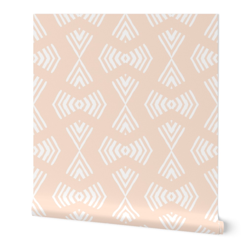 Almond And White Bow Chevron/ Large