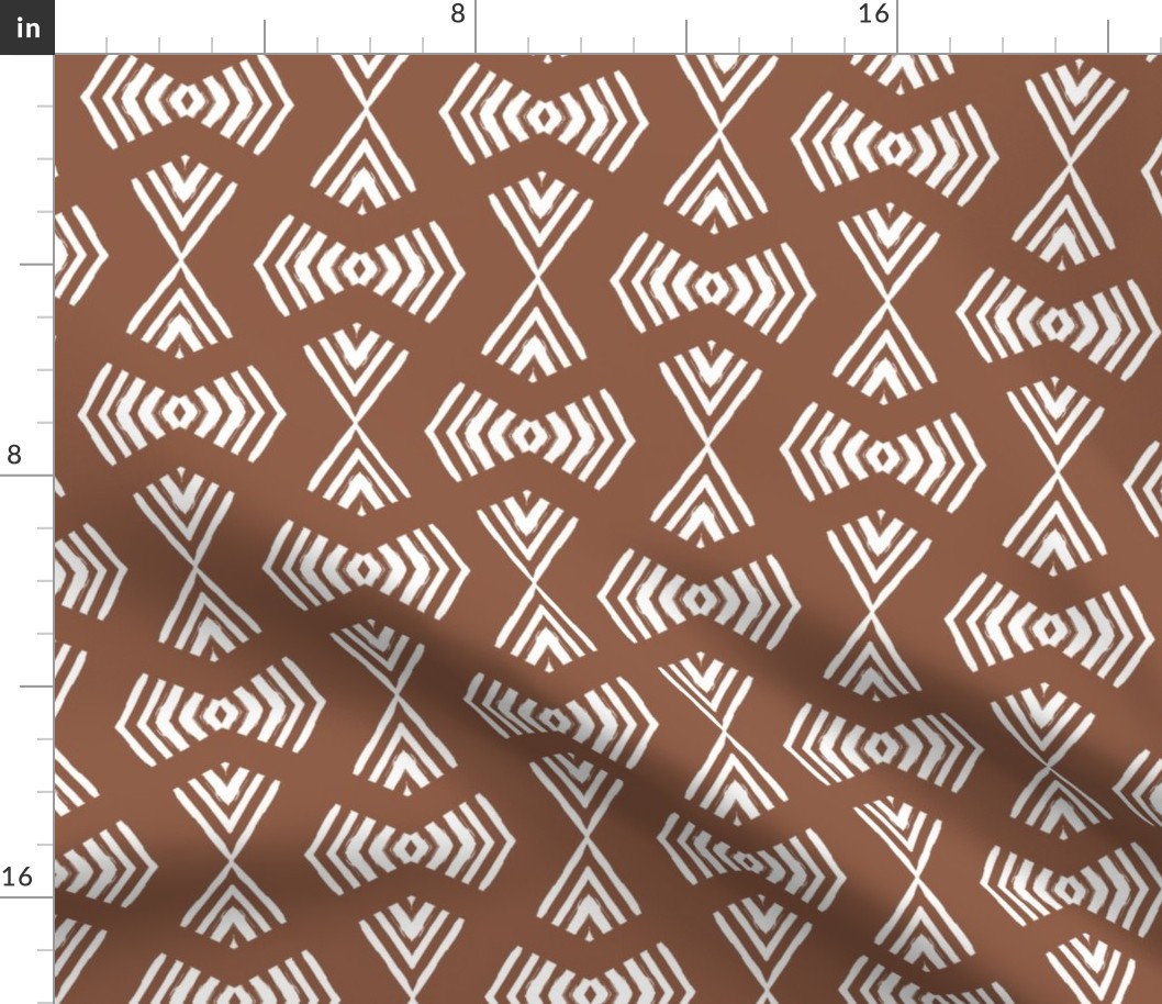 Chocolate Brown And White Bow Chevron / Medium