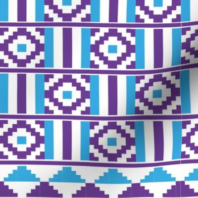 Kente inspired africa in blue and purple on white