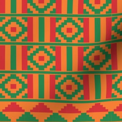 Kente inspired africa in red and green on orange