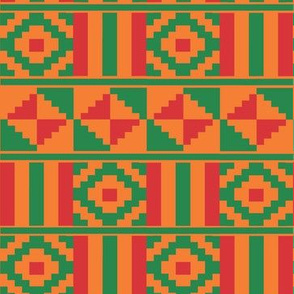 Kente inspired africa in red and green on orange