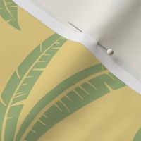 (M) Preppy Banana Palm Tree Tropical Holiday Pattern - Lime Green on Yellow