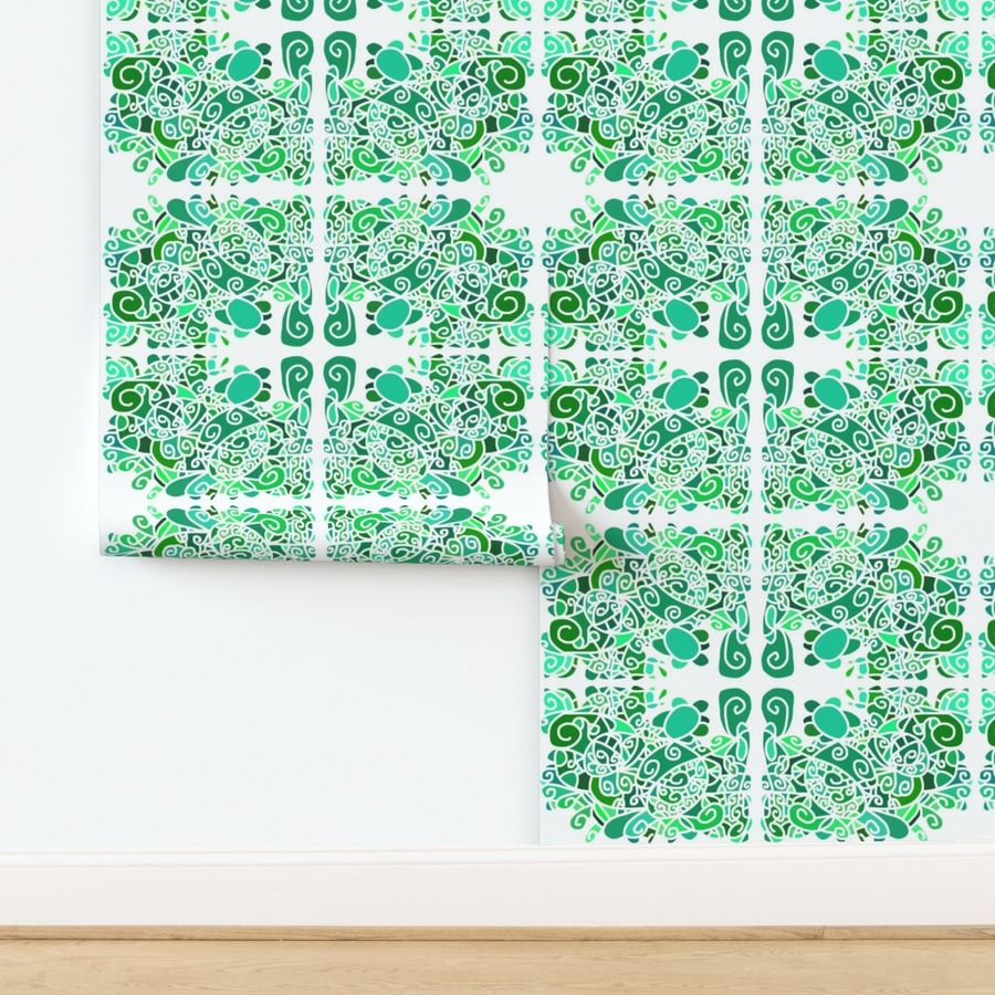 Alhambra - Emerald Green Tones on White